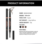 Waterproof Triangular Tip Eyebrow Pencil with Grooming Brush