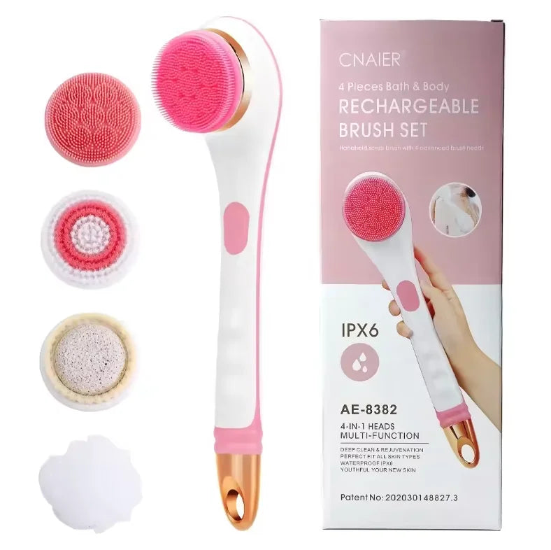 Electric Rechargeable Long Handle Body Scrubbing & Exfoliating Brush