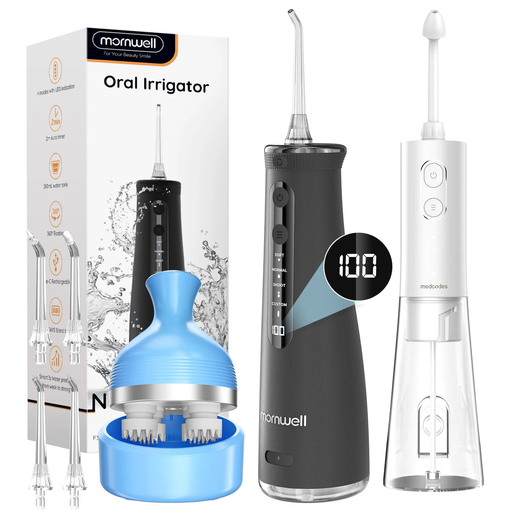 Portable Electric Water Flosser and Scalp Massager Set