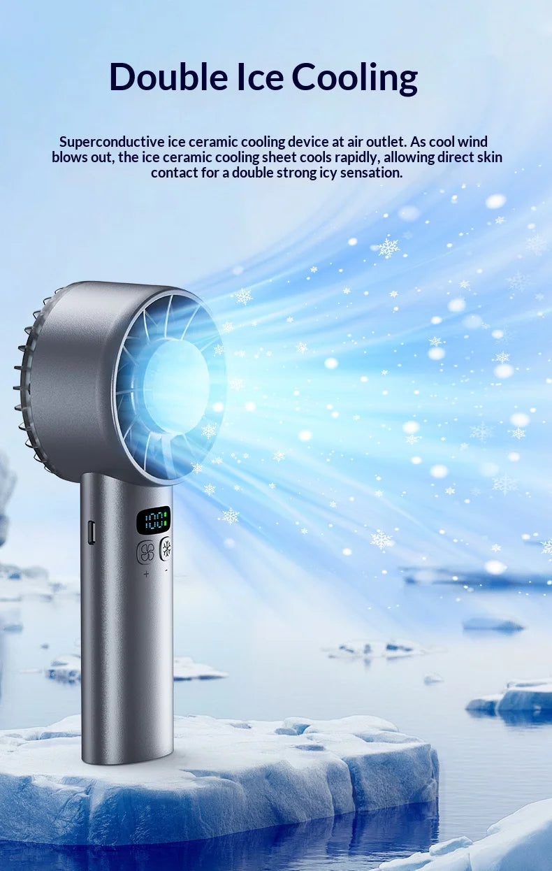 Portable Handheld Cooling Fan with Ice Compress Technology - 10