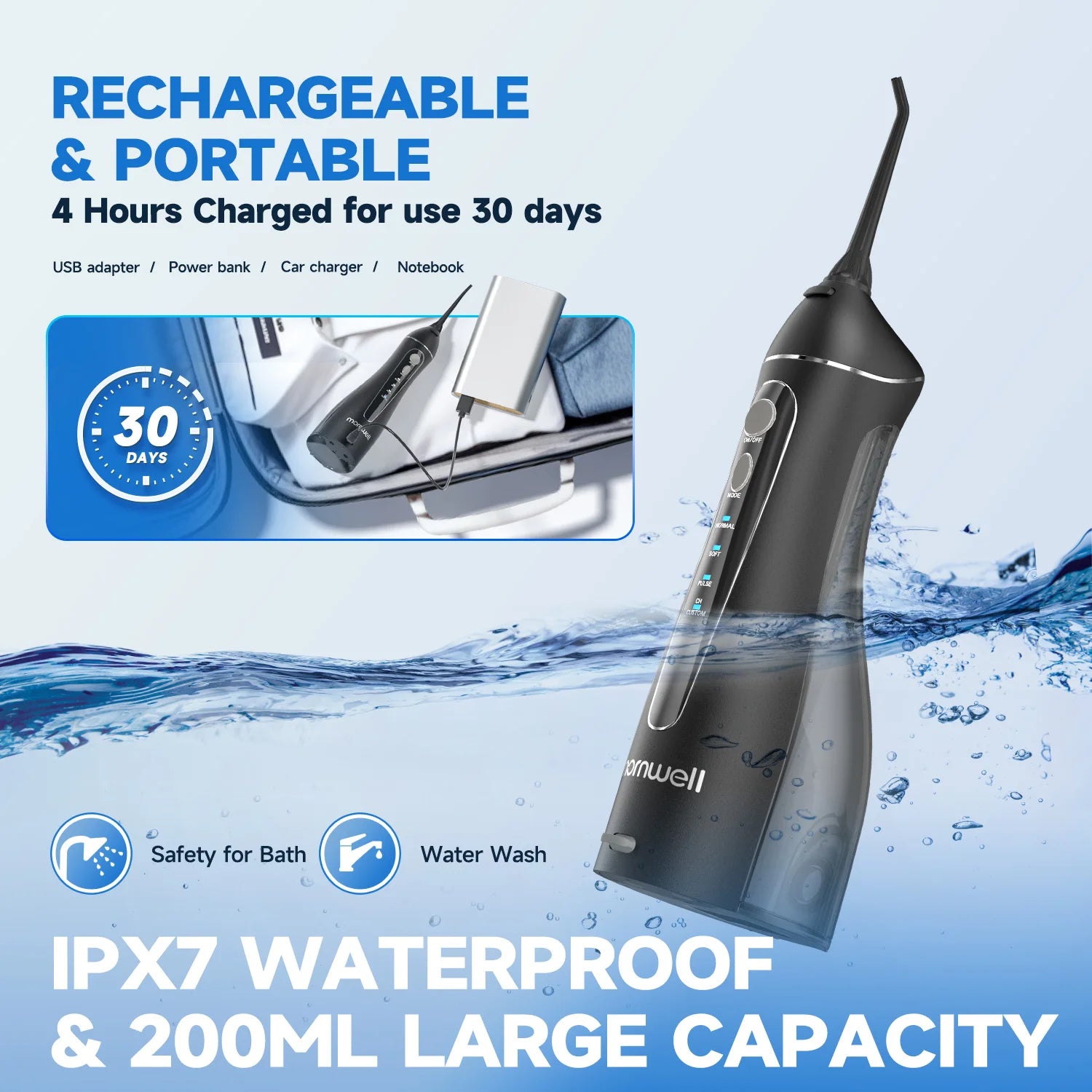 Portable Cordless Water Flosser for Teeth Cleaning - 6