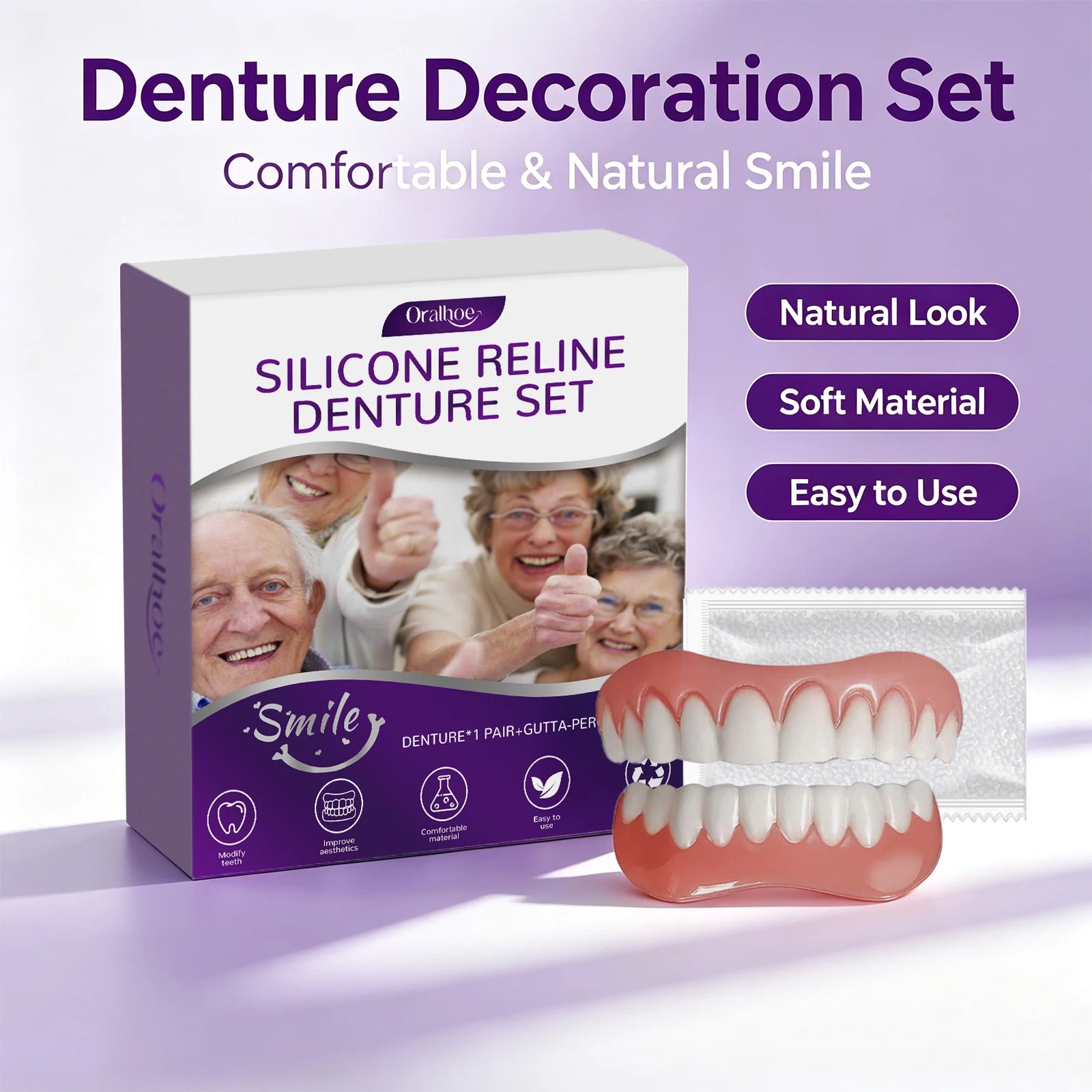 Cosmetic Silicone Denture Set for Natural Smile - 4