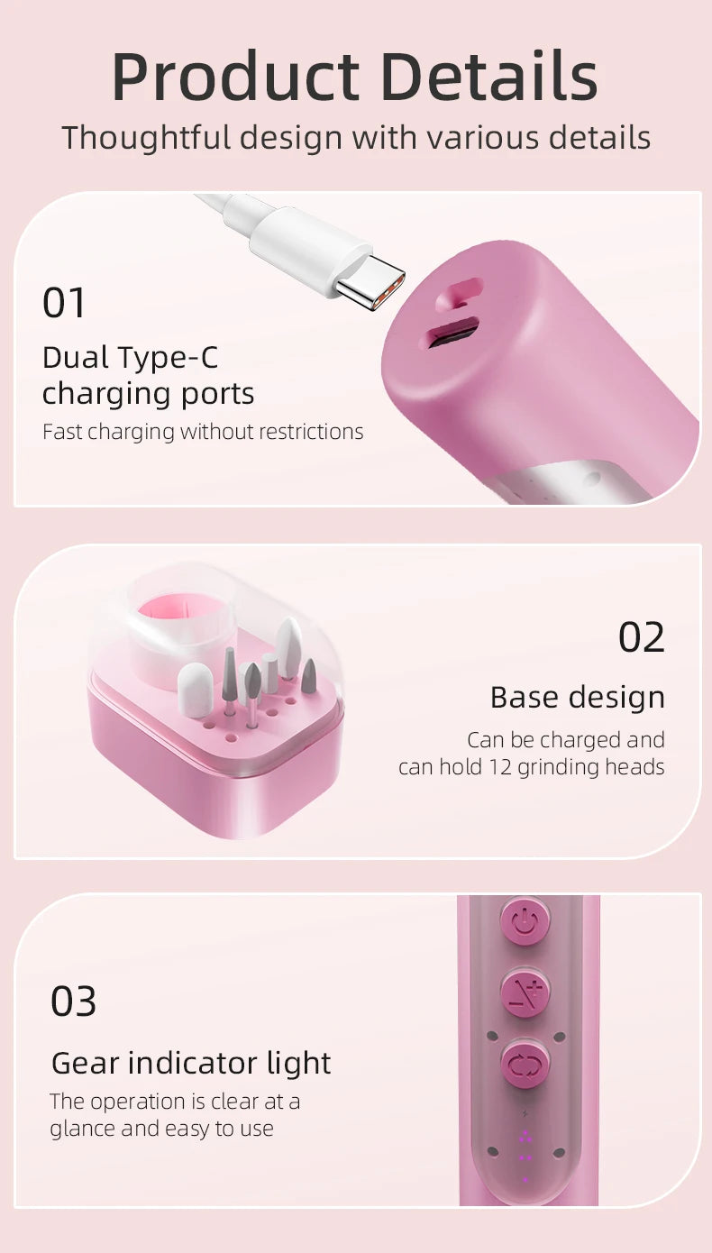 Cordless Electric Nail File and Manicure Drill Kit