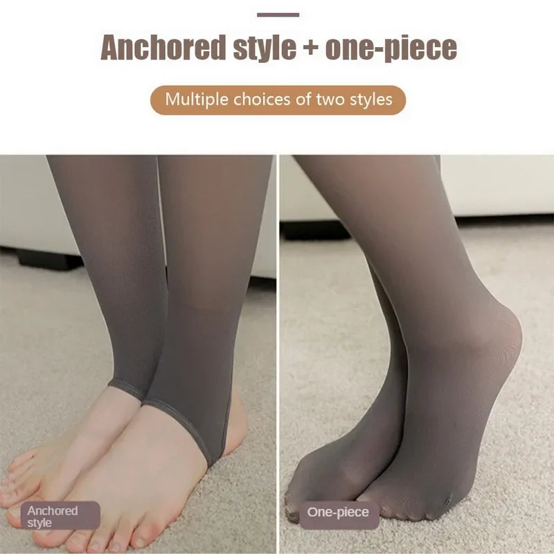 Fleece Lined Translucent Thermal Tights for Winter