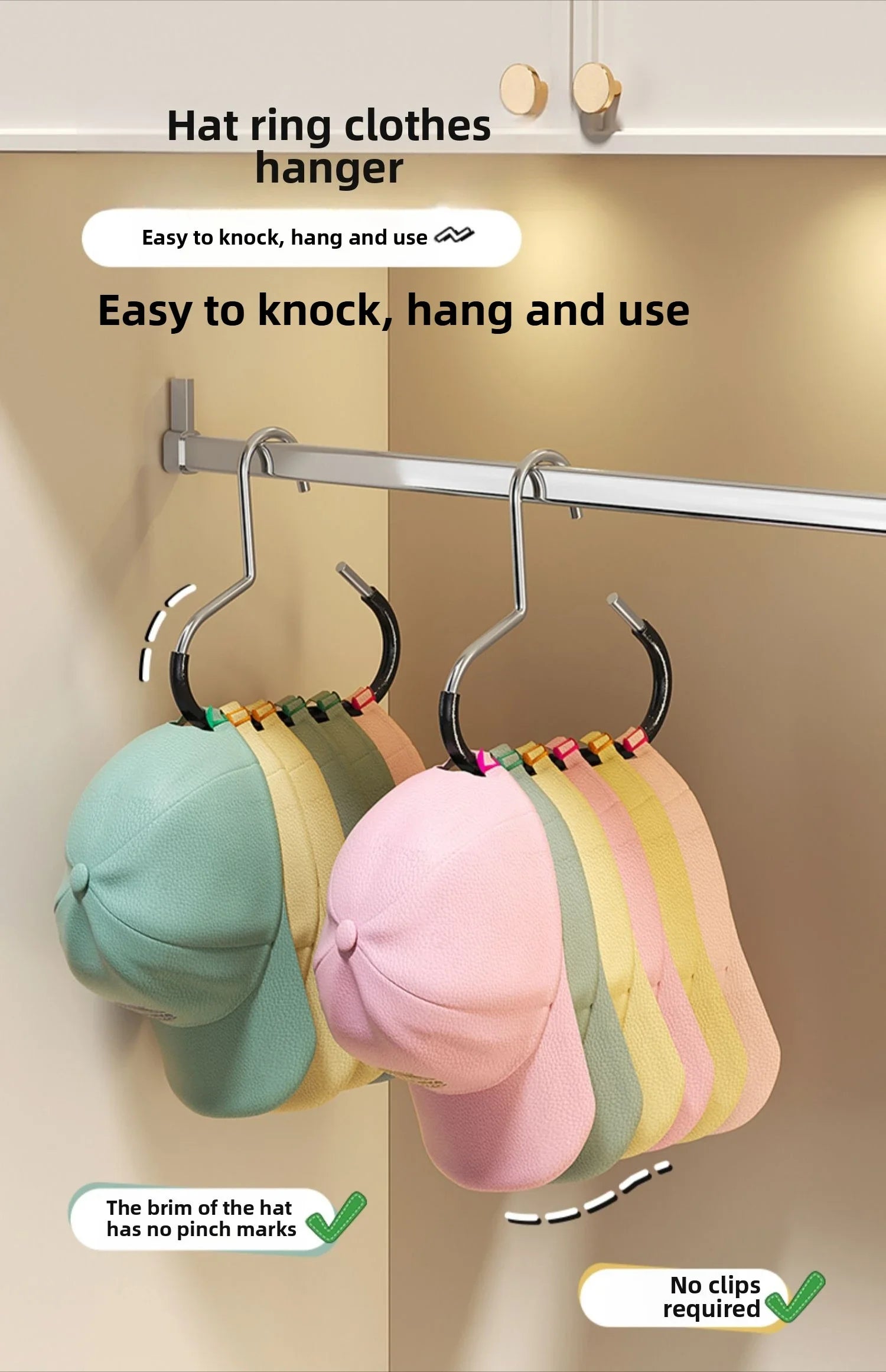 Circle Ring Hat Organizer Rack for Closet - 9