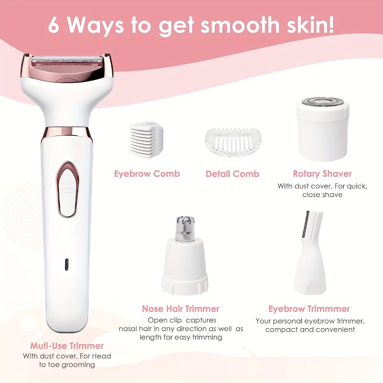 4-in-1 Electric Hair Removal Shaver for Face and Body