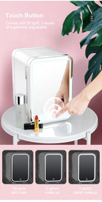 4L Portable Mini Makeup Fridge with LED Lighted Mirror