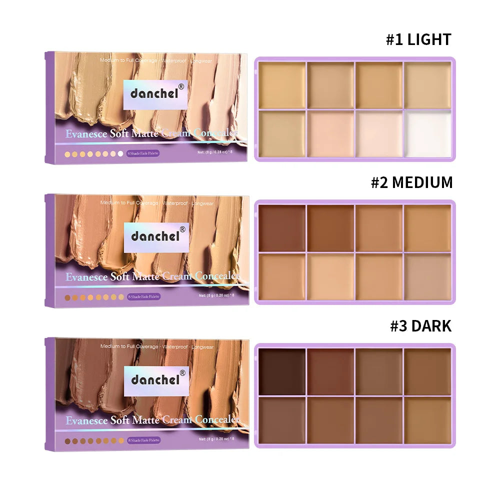 8-Shade Waterproof Full Coverage Cream Concealer Palette