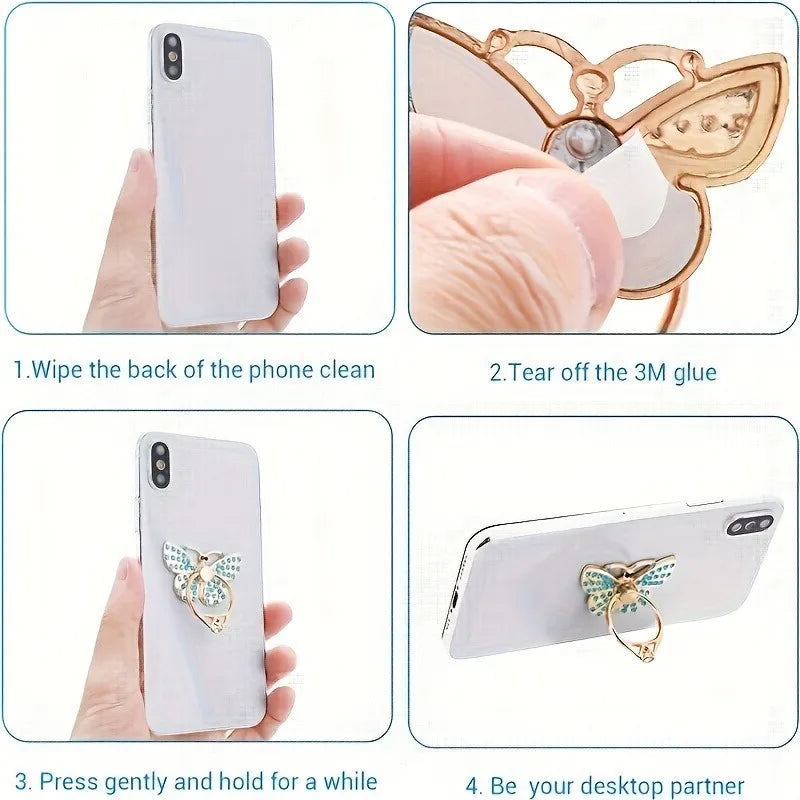 Glitter Butterfly Phone Ring Holder Kickstand