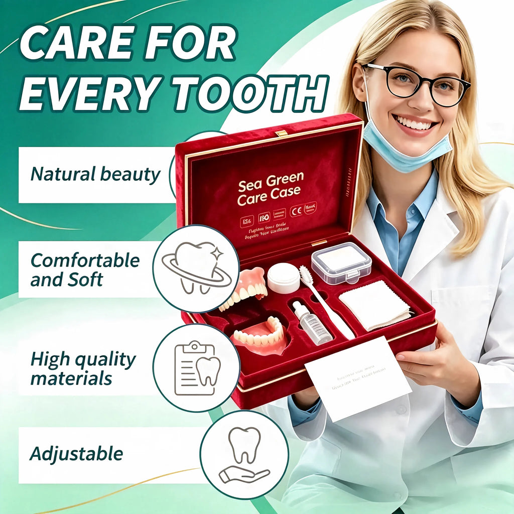 Complete Denture Care Set with Storage Case and Cleaning Tools