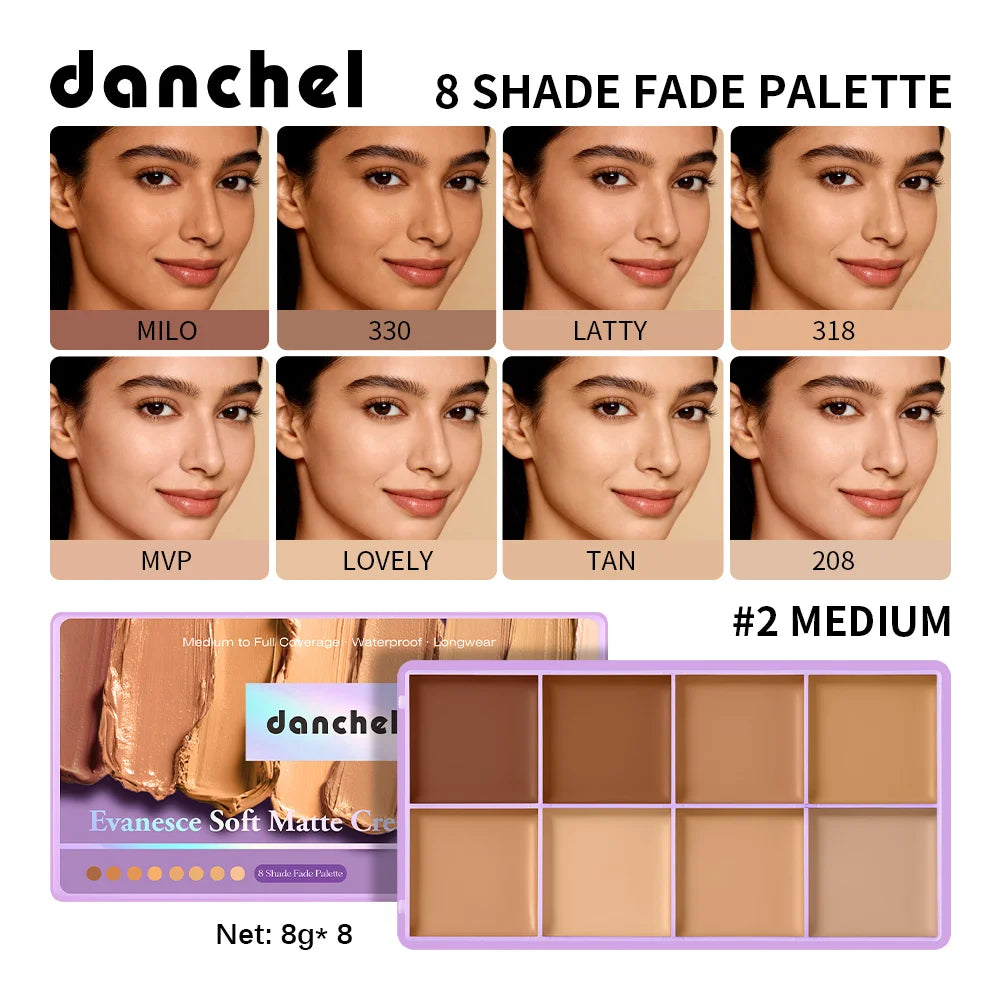 8-Shade Waterproof Full Coverage Cream Concealer Palette