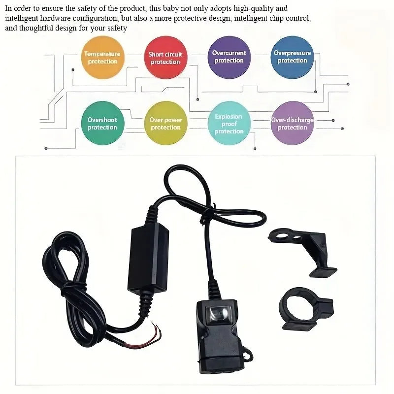 Dual USB Motorcycle Charger for Handlebars and Rearview Mirrors
