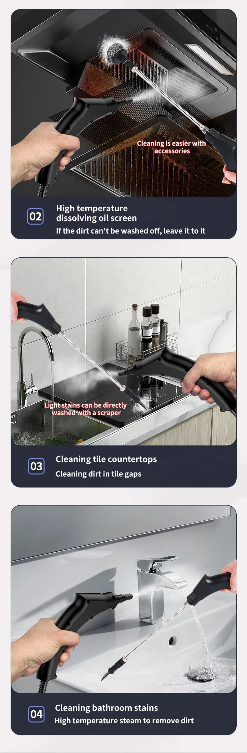 High-Pressure Handheld Steam Cleaner for Home and Kitchen
