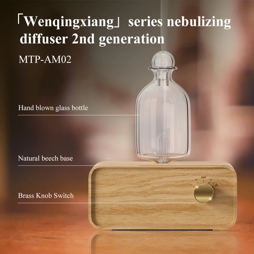 Waterless Wood and Glass Essential Oil Aromatherapy Diffuser