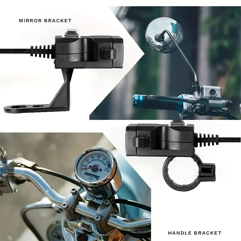 Dual USB Motorcycle Charger for Handlebars and Rearview Mirrors - 5
