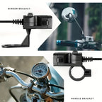 Dual USB Motorcycle Charger for Handlebars and Rearview Mirrors