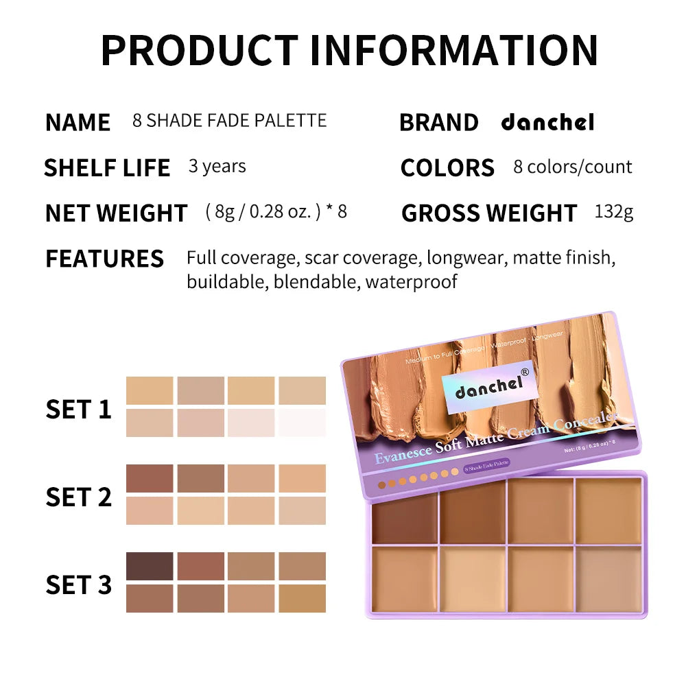 8-Shade Cream Concealer and Contouring Palette