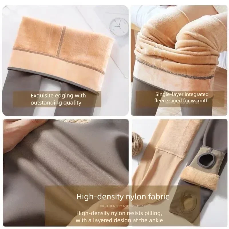 Fleece Lined Sheer Thermal Tights for Women