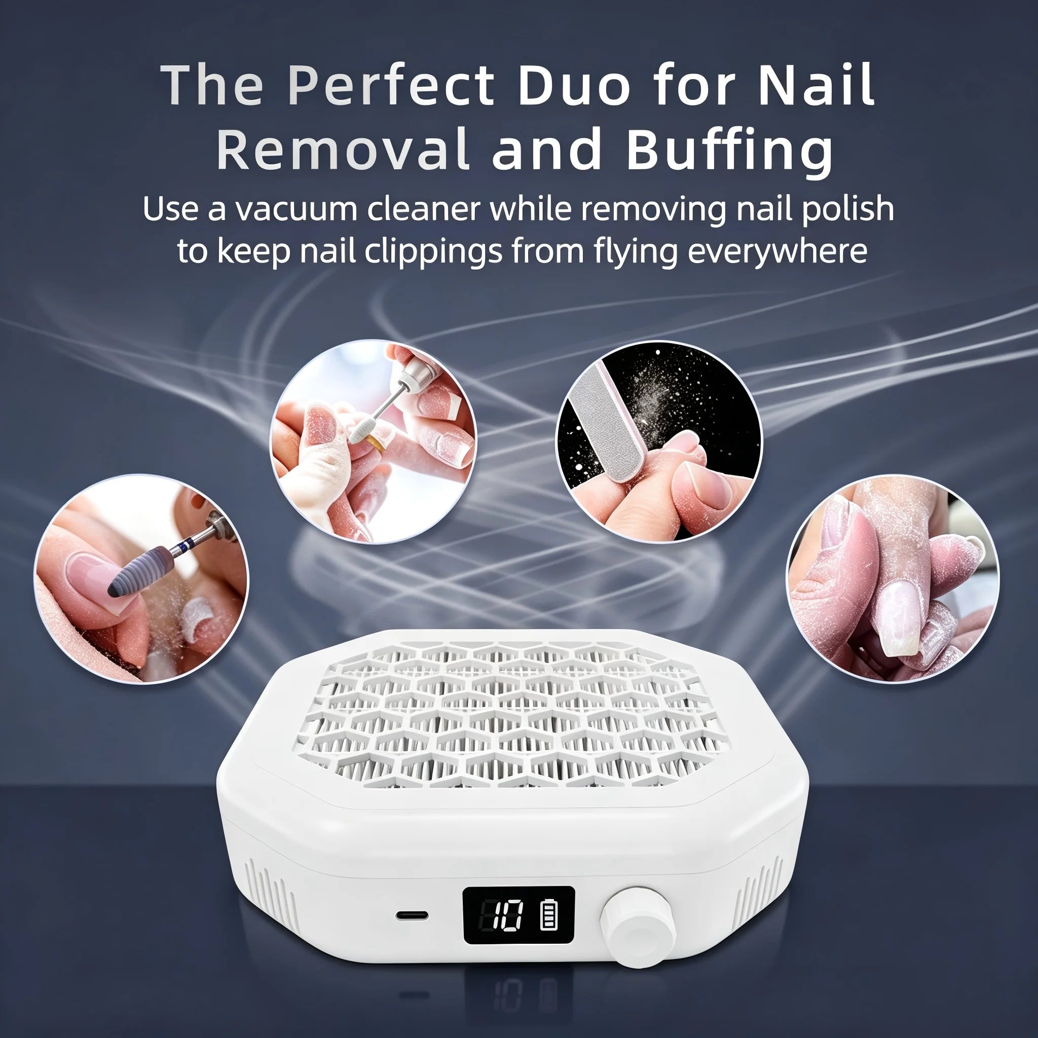 Rechargeable Cordless Nail Dust Collector for Manicures - 2