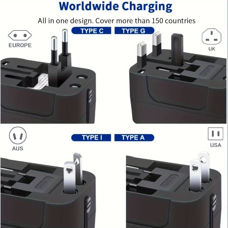 Universal Worldwide Travel Adapter with Dual USB Ports
