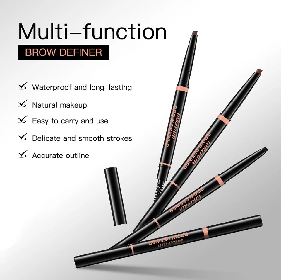 Waterproof Triangular Tip Eyebrow Pencil with Grooming Brush