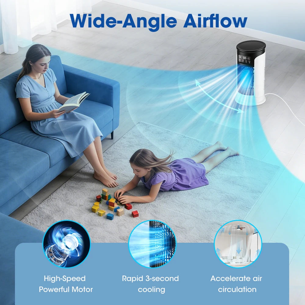 Portable Desktop Air Cooler and Humidifier with 6 Wind Speeds - 4
