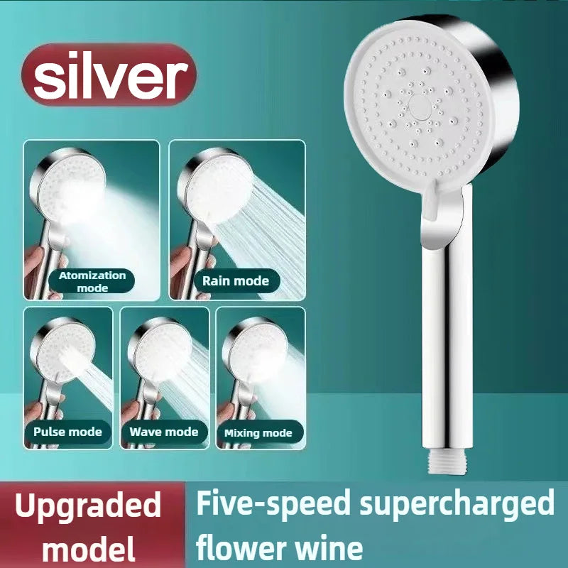 5-Mode High-Pressure Rainfall Handheld Shower Head - 25