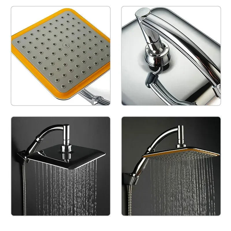 8-Inch Square Rainfall Shower Head with Extension Arm