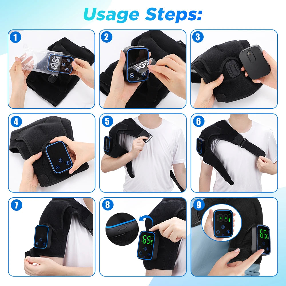 Wireless Heated Shoulder Massager with Vibration and App Control