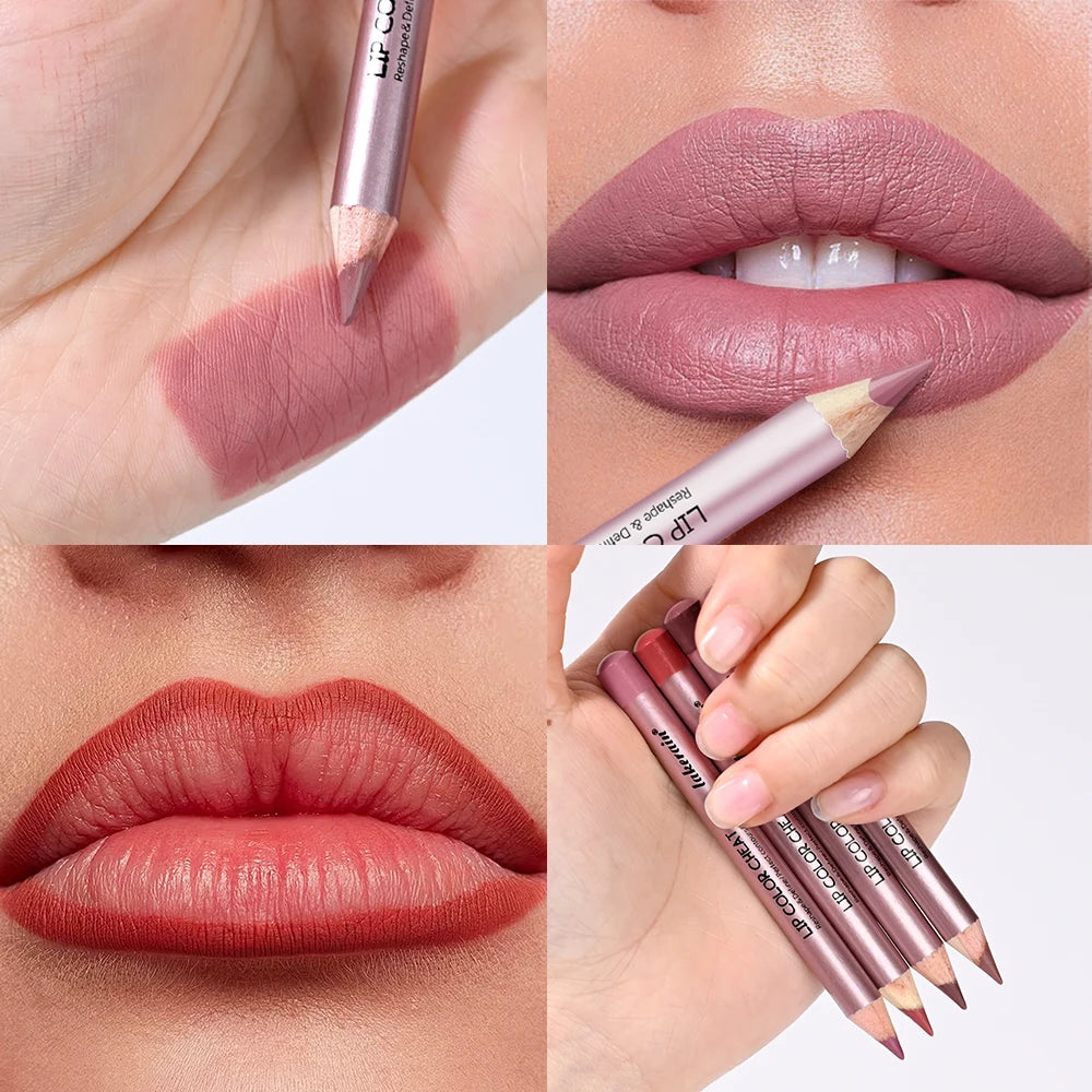 Waterproof Matte Lip Liner Pencil Set for Defined Lips