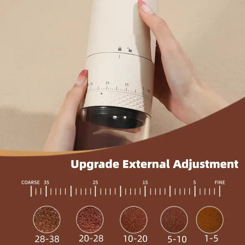 Portable Electric Coffee Burr Grinder with Adjustable Settings
