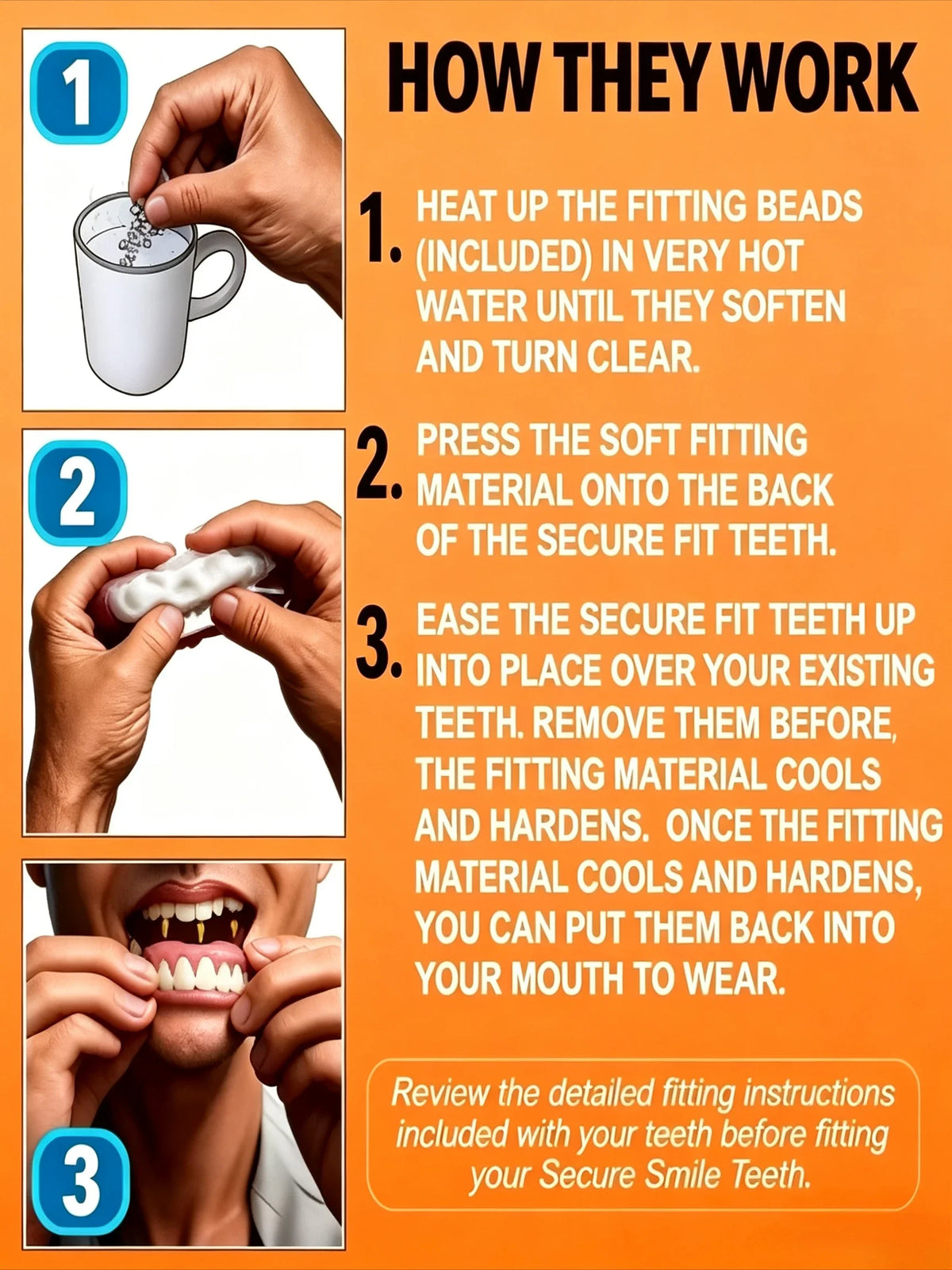 Cosmetic Silicone Fake Teeth Set for Upper and Lower Smile