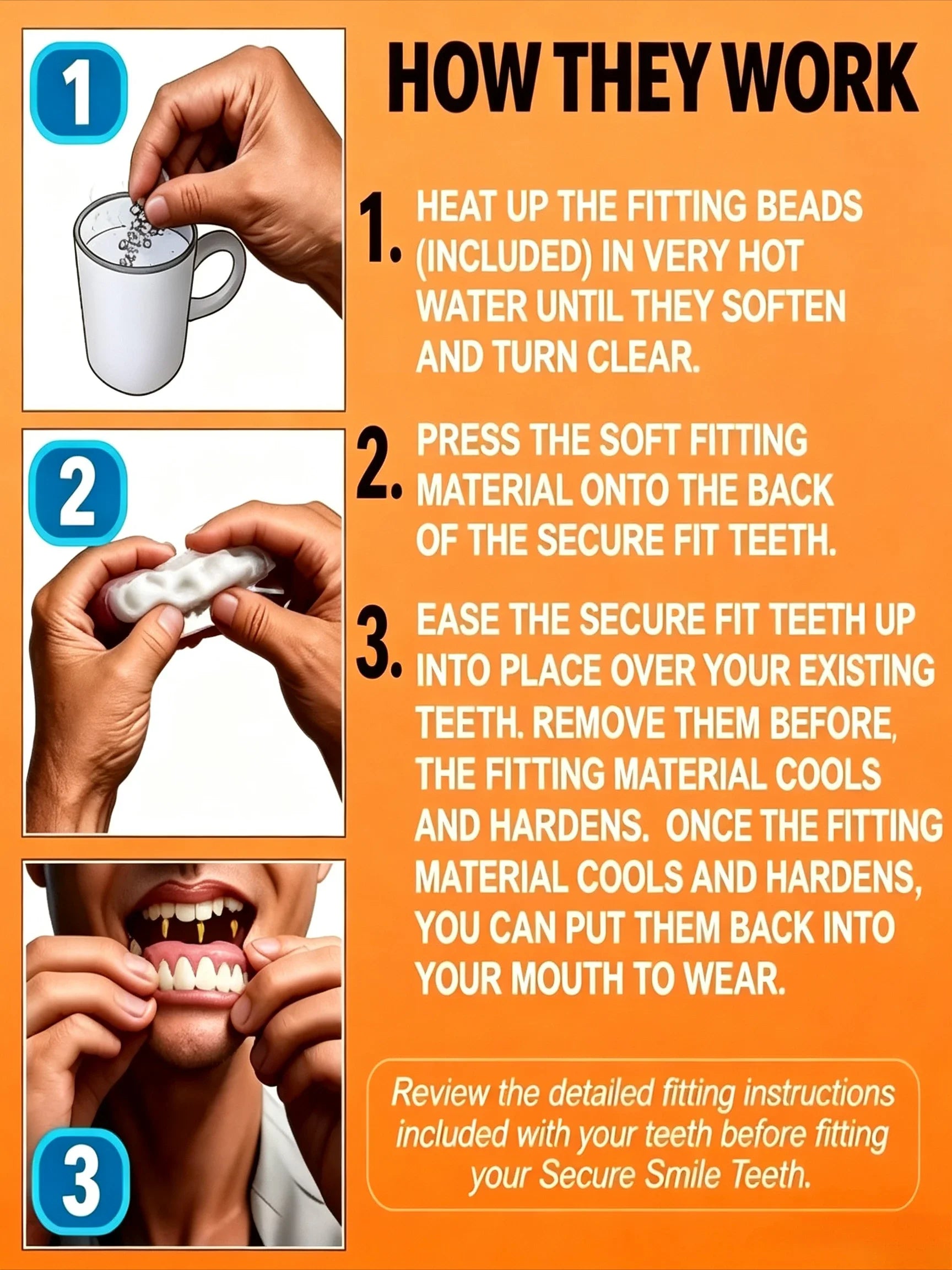 Cosmetic Silicone Fake Teeth Set for Upper and Lower Smile - 11