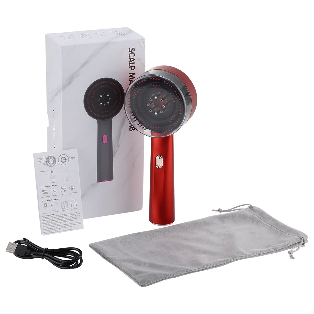 Electric Scalp Vibration Massage Comb with Red Light Therapy