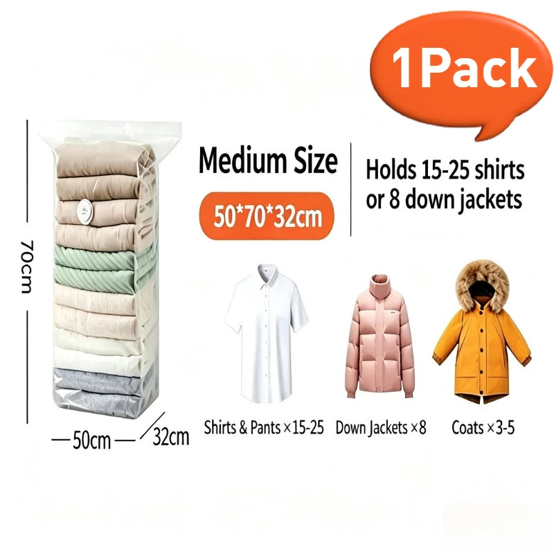 Pump-Free Vacuum Compression Storage Bags for Bedding and Clothes