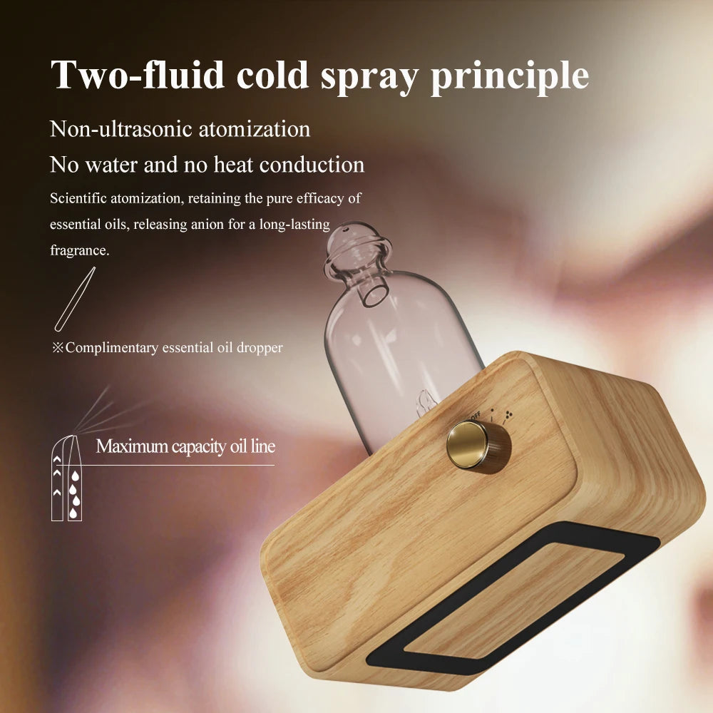 Waterless Wood and Glass Essential Oil Aromatherapy Diffuser - 1