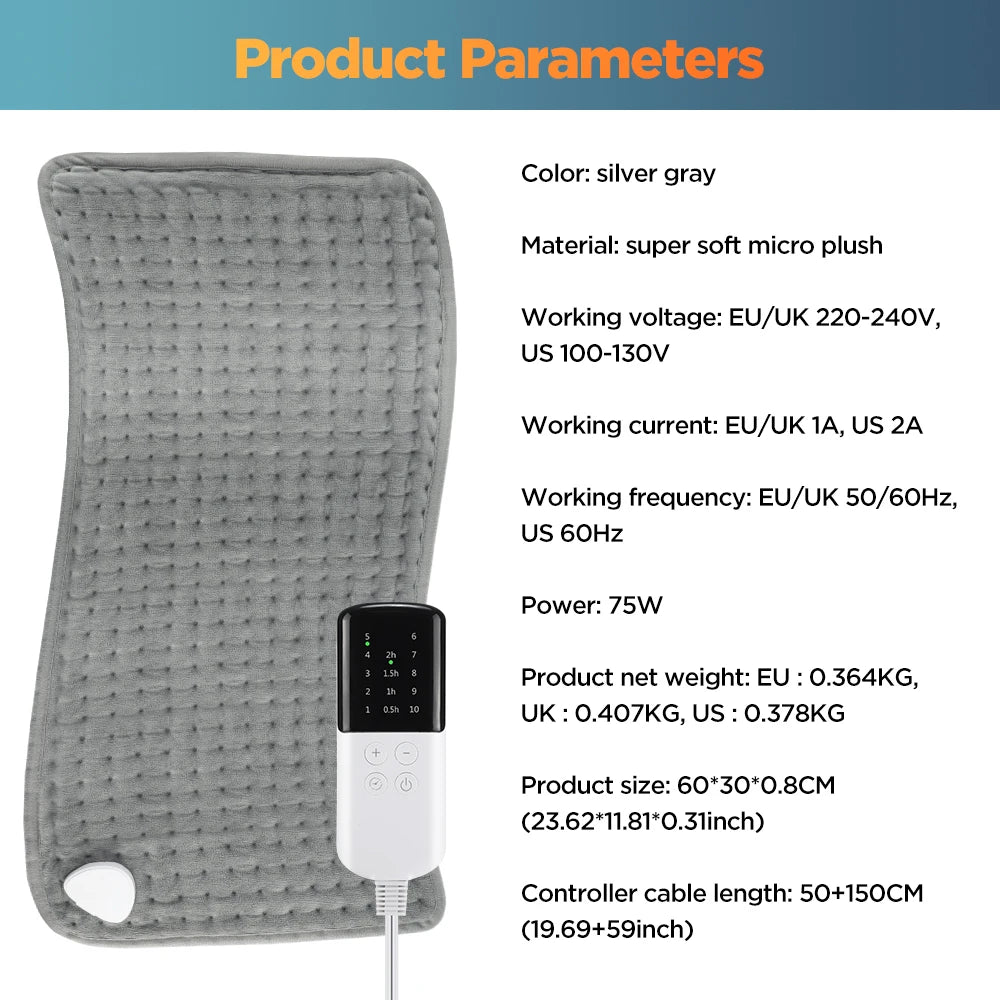 Electric Heating Pad for Pain Relief and Warmth