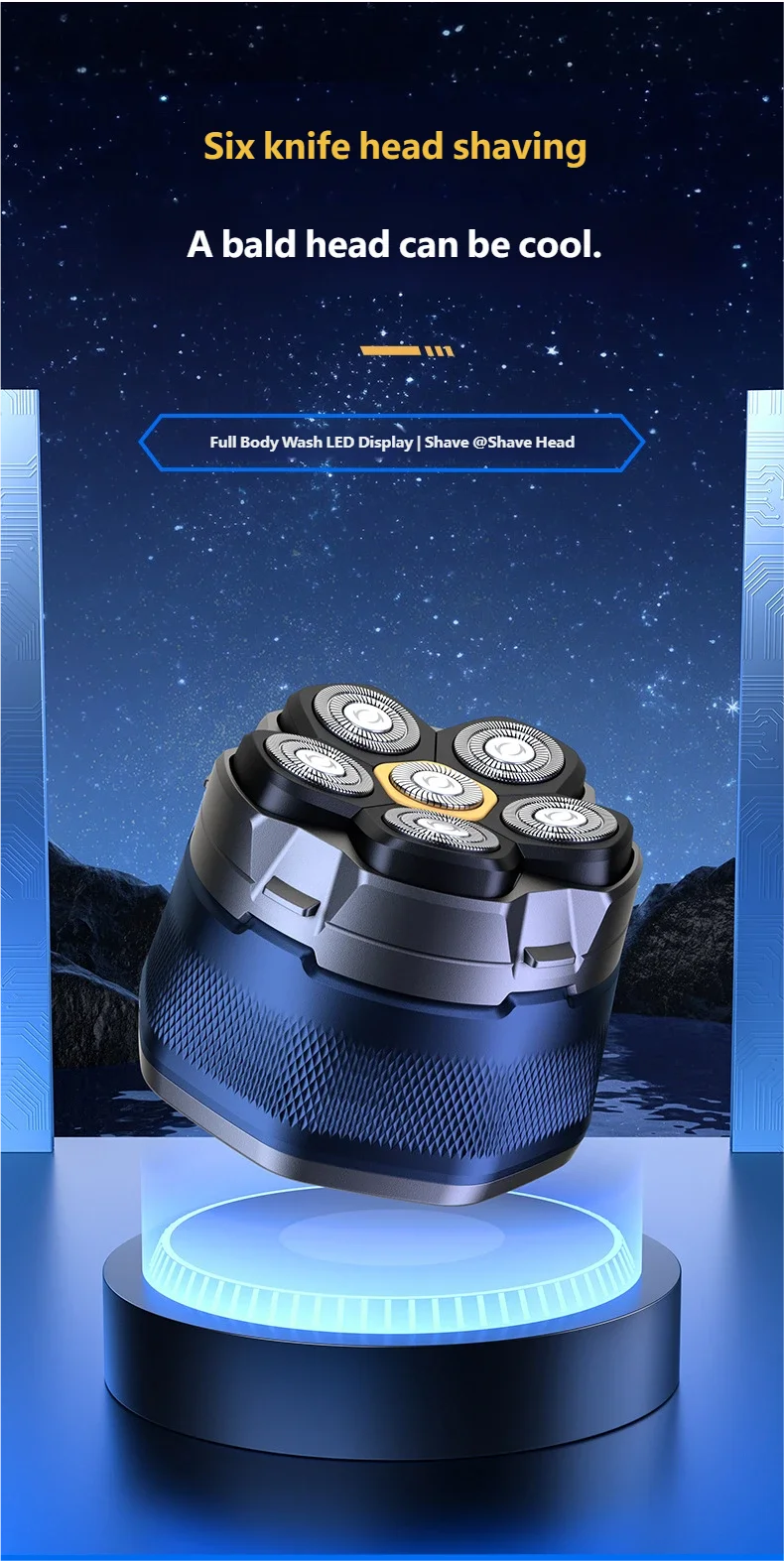 6D Electric Rotary Head Shaver for Men