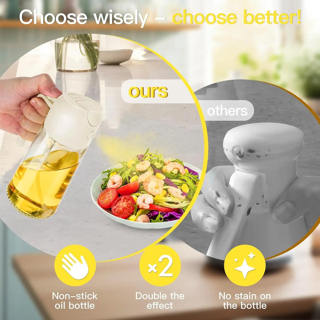 2-in-1 Glass Oil Sprayer and Dispenser for Cooking