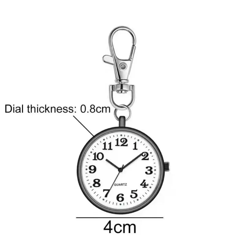 Portable Quartz Nurse Pocket Watch with Secure Keyring - 12