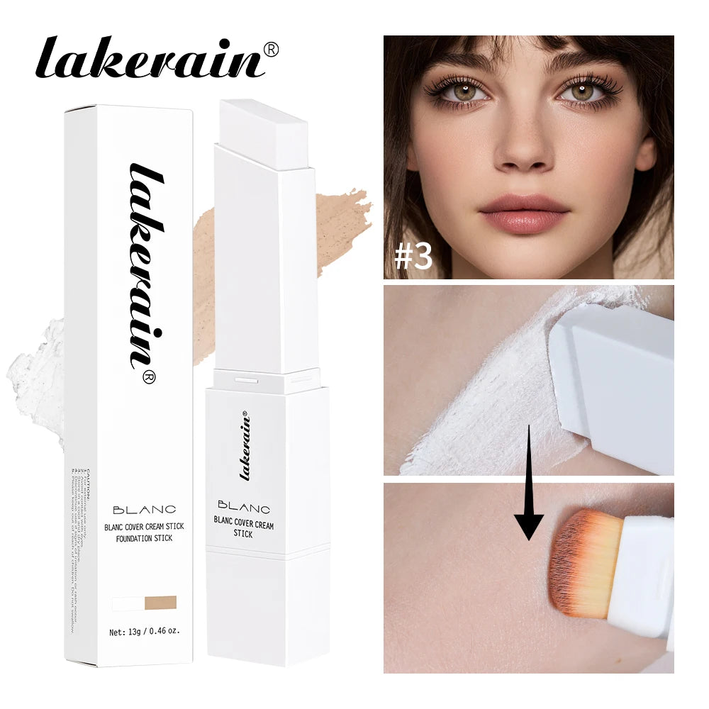 Full Coverage Cream Foundation Stick with Built-in Blending Brush - 1