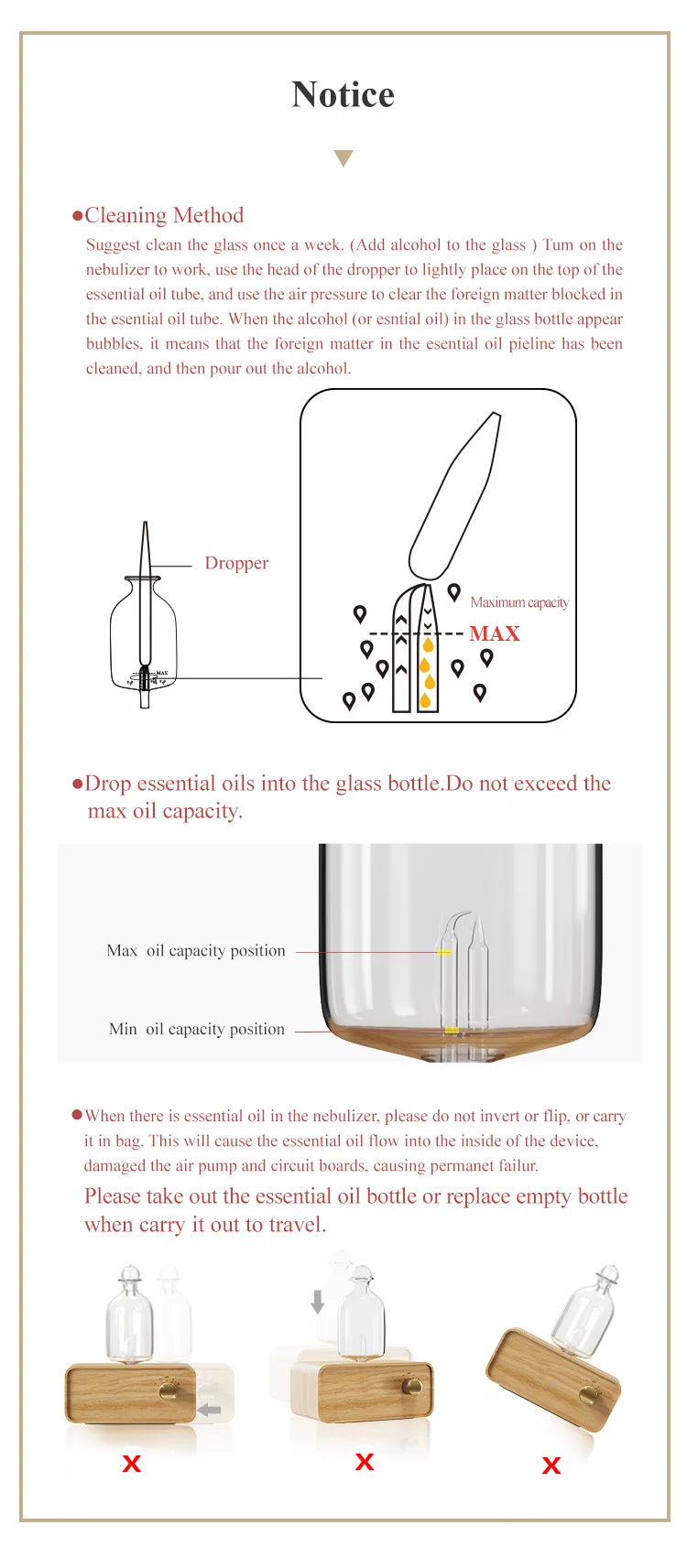 Waterless Wood and Glass Essential Oil Aromatherapy Diffuser - 20