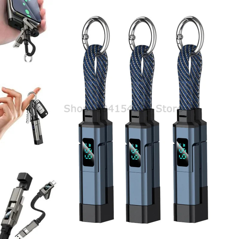 4-in-1 Fast Charging Keychain Cable with Digital Display