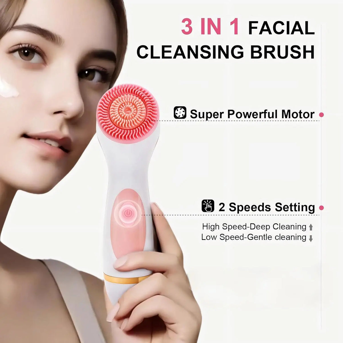 3-in-1 Waterproof Electric Facial Cleansing & Exfoliating Brush