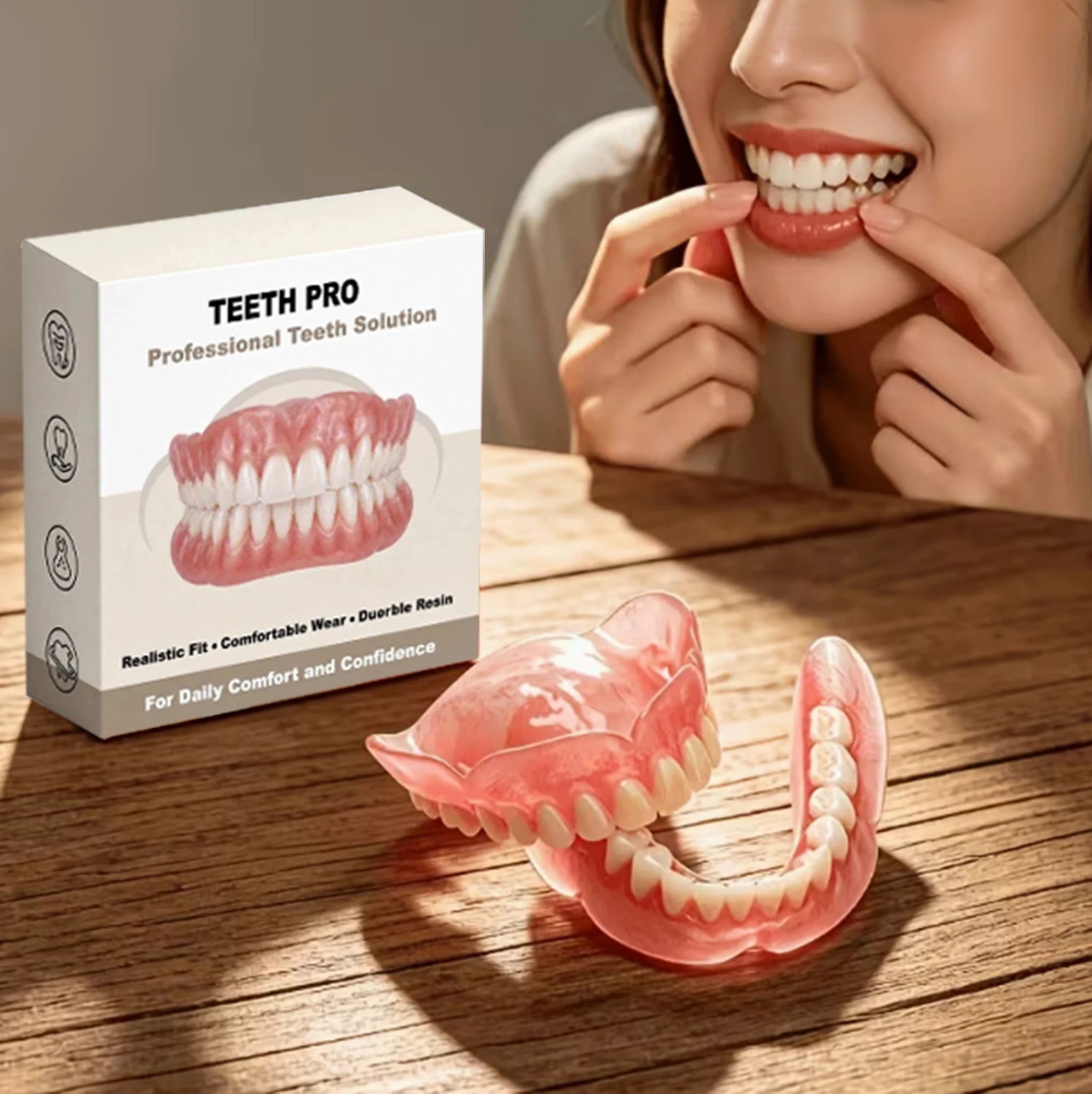 Comfortable Realistic Silicone Upper and Lower Dentures - 1
