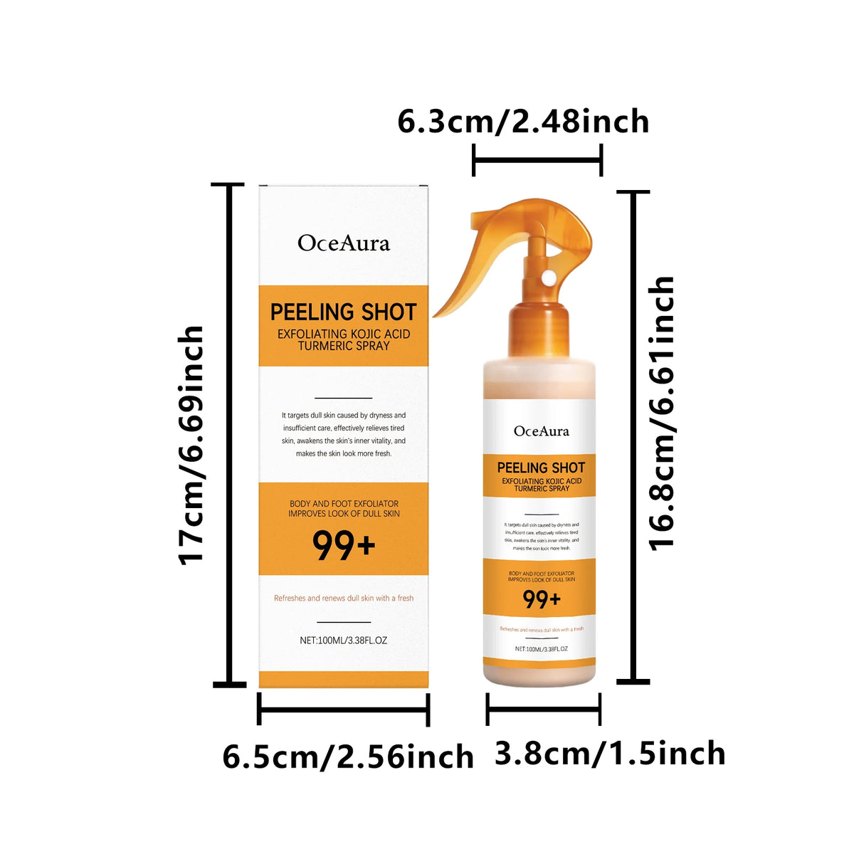 Exfoliating Brightening Skin Peeling Spray for Body and Feet