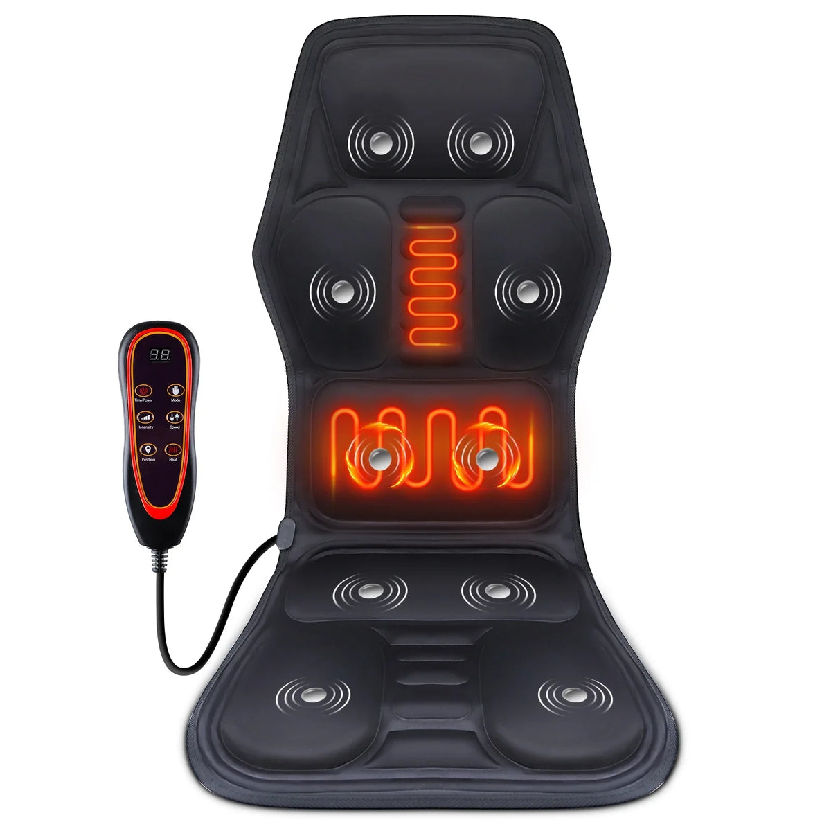 Full-Body Electric Heated Massage Chair Cushion for Home and Car