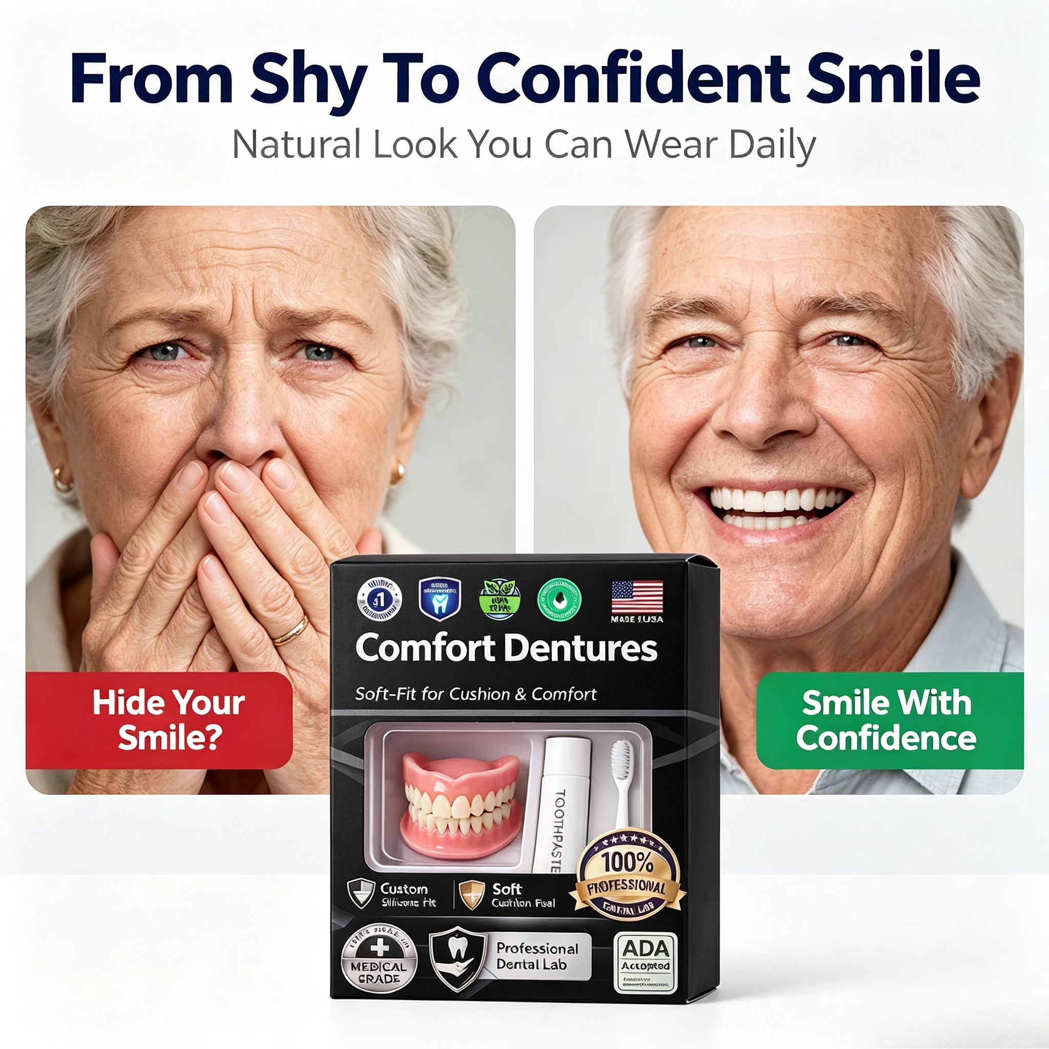 Moldable Silicone Denture Set for Instant Natural Smile - 2