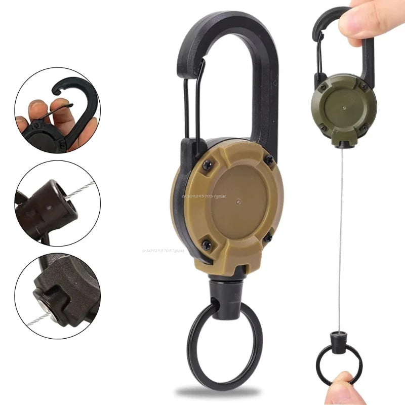 Heavy Duty Retractable Carabiner Key Chain with Steel Wire - 12