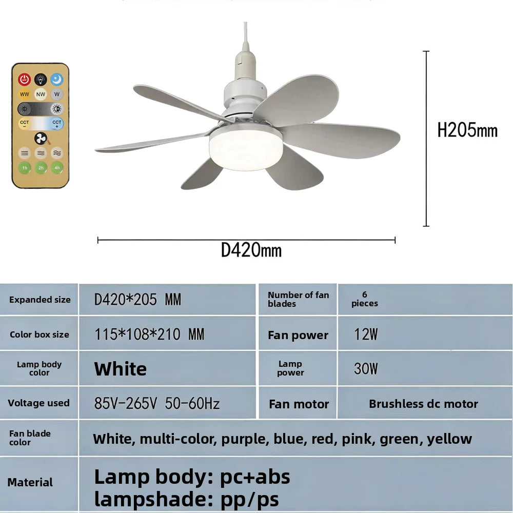 Dimmable LED Ceiling Fan Light with Remote Control - 18